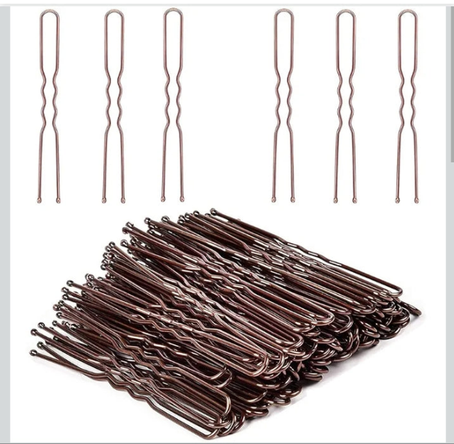 Brown Traditional Hair Grips Slides Clips 50 Pack