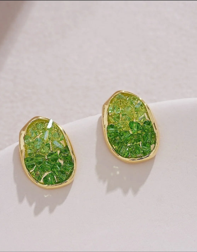 gold-plated green earrings
