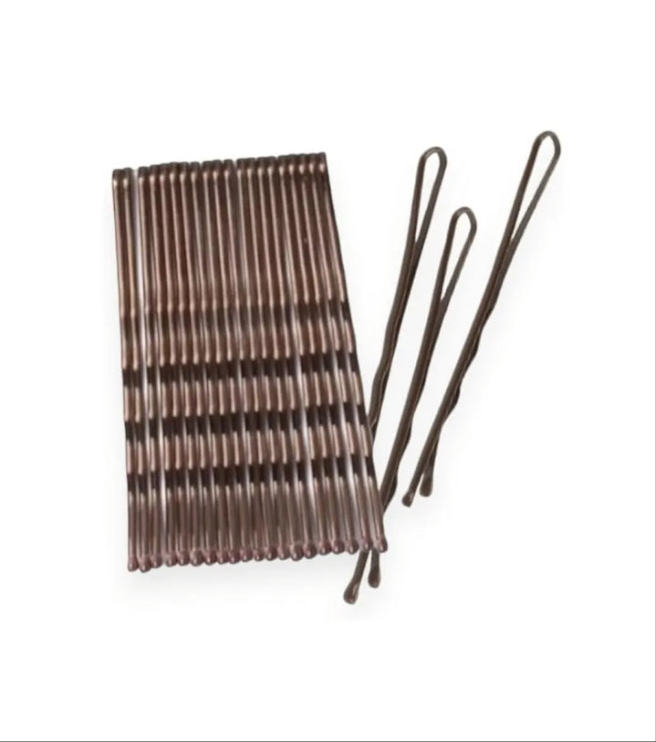 Brown Traditional Hair Grips Slides Clips 50 Pack