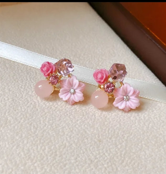 Pink zirconia earring